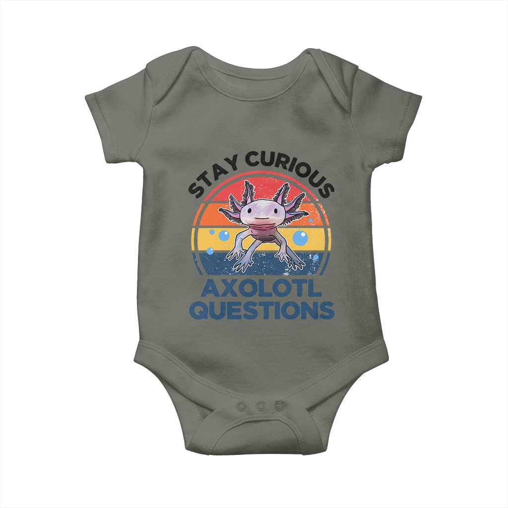Funny Axolotl Pun Baby Onesie I Stay Curious Axolotl Question Retro