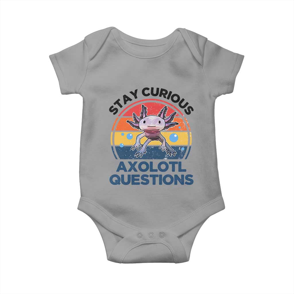 Funny Axolotl Pun Baby Onesie I Stay Curious Axolotl Question Retro