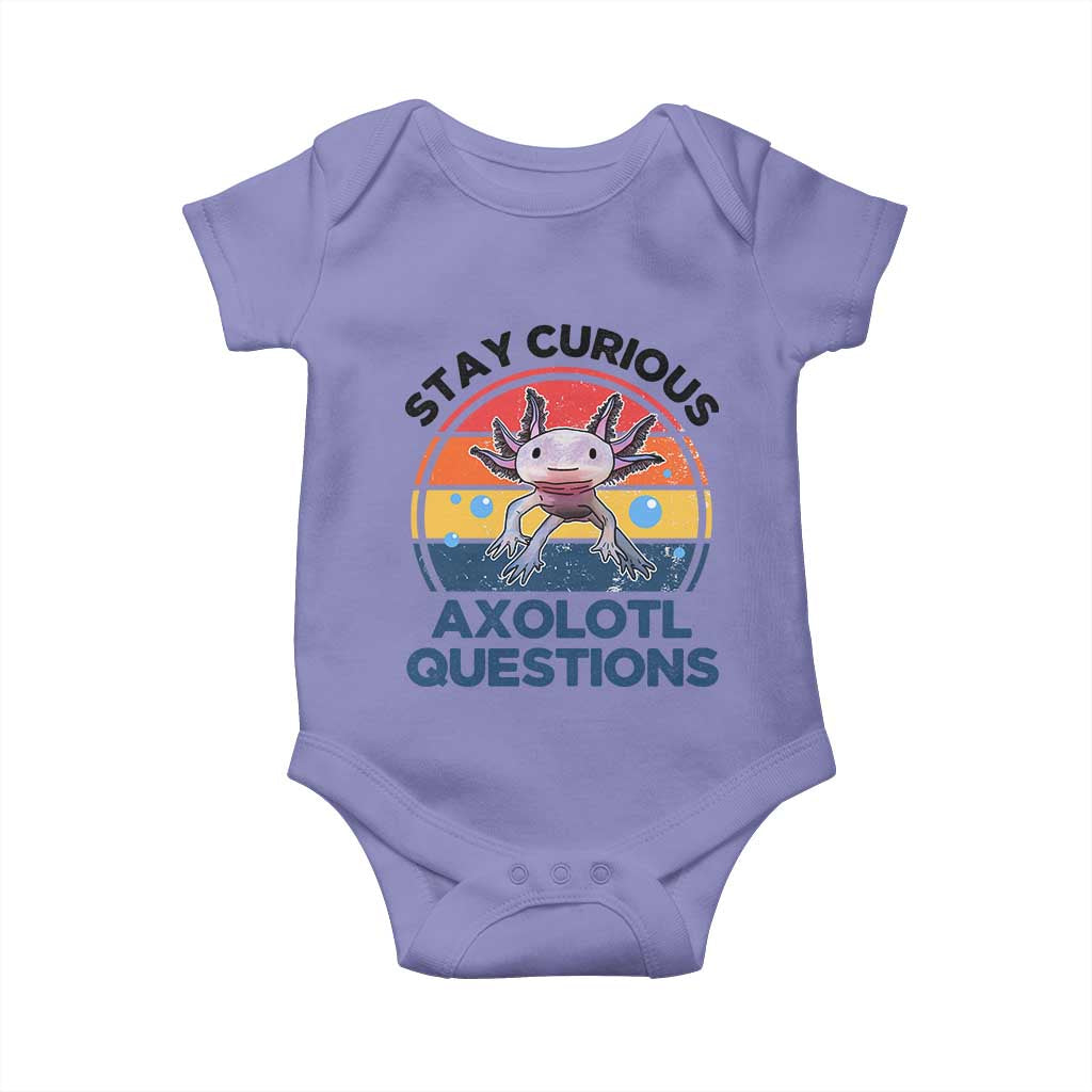 Funny Axolotl Pun Baby Onesie I Stay Curious Axolotl Question Retro