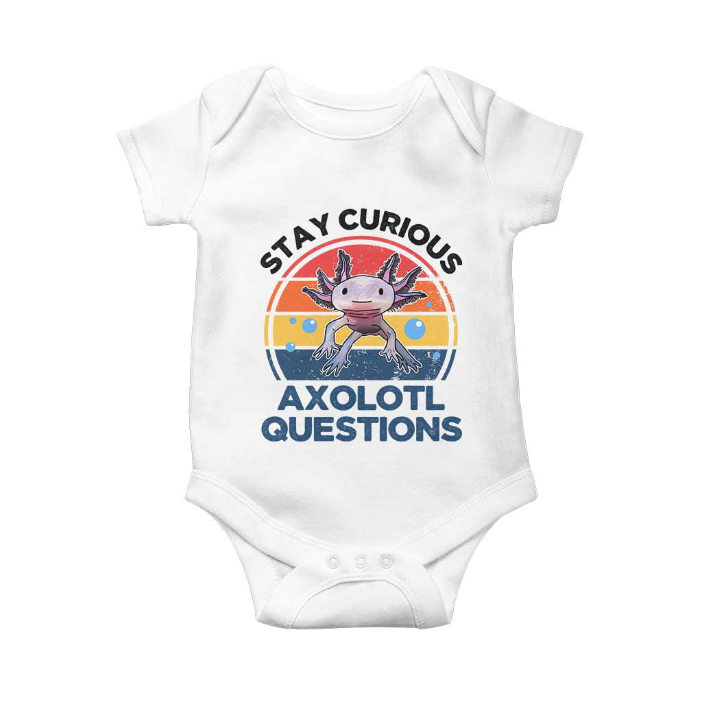 Funny Axolotl Pun Baby Onesie I Stay Curious Axolotl Question Retro