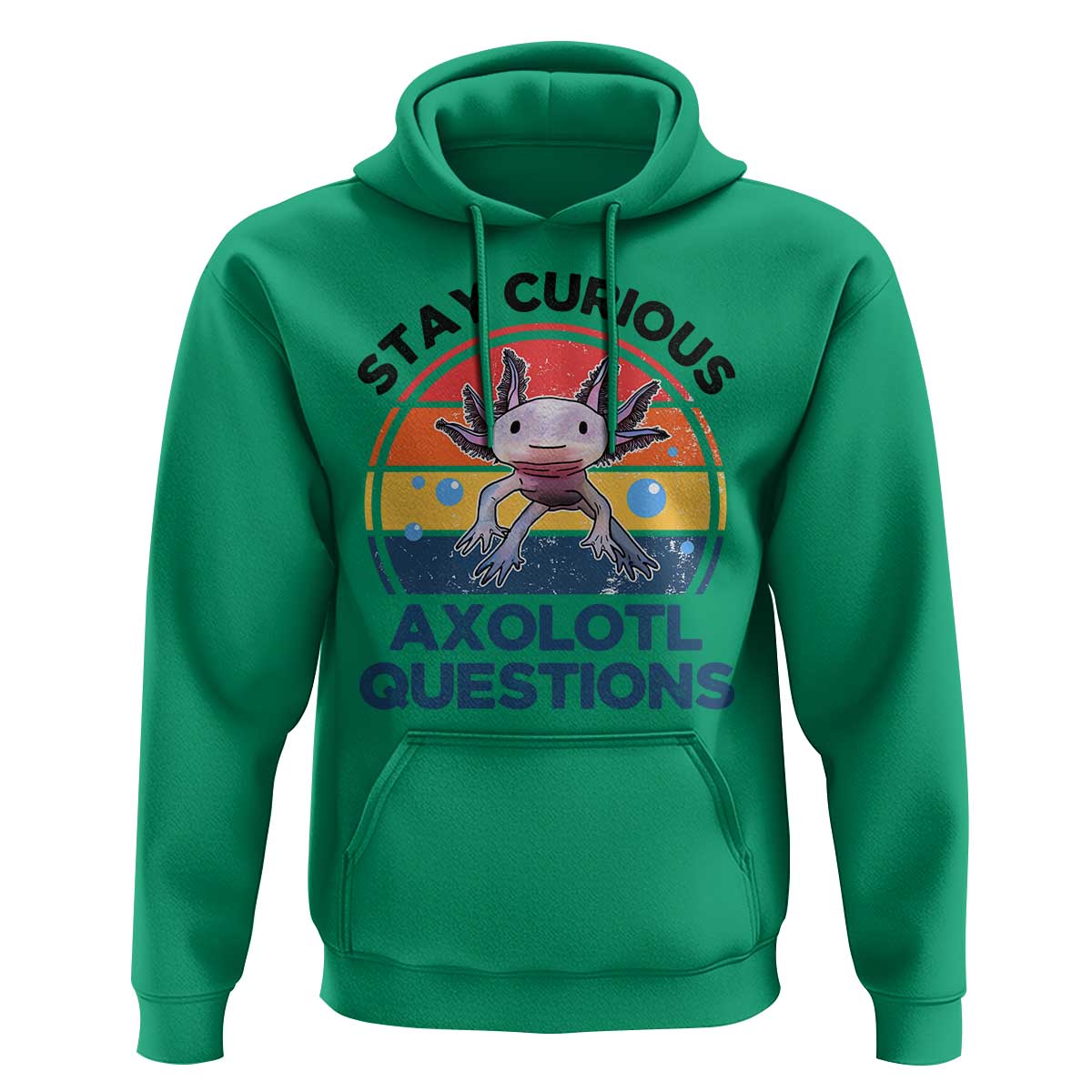 Funny Axolotl Pun Hoodie I Stay Curious Axolotl Question Retro