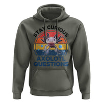 Funny Axolotl Pun Hoodie I Stay Curious Axolotl Question Retro