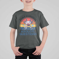 Funny Axolotl Pun T Shirt For Kid I Stay Curious Axolotl Question Retro