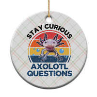 Funny Axolotl Pun Ceramic Ornament I Stay Curious Axolotl Question Retro - Wonder Print Shop