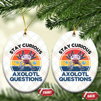 Funny Axolotl Pun Ceramic Ornament I Stay Curious Axolotl Question Retro - Wonder Print Shop