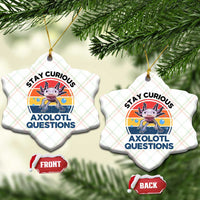 Funny Axolotl Pun Ceramic Ornament I Stay Curious Axolotl Question Retro - Wonder Print Shop