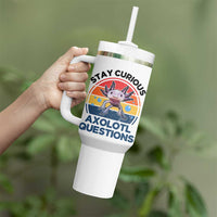 Funny Axolotl Pun Tumbler With Handle I Stay Curious Axolotl Question Retro