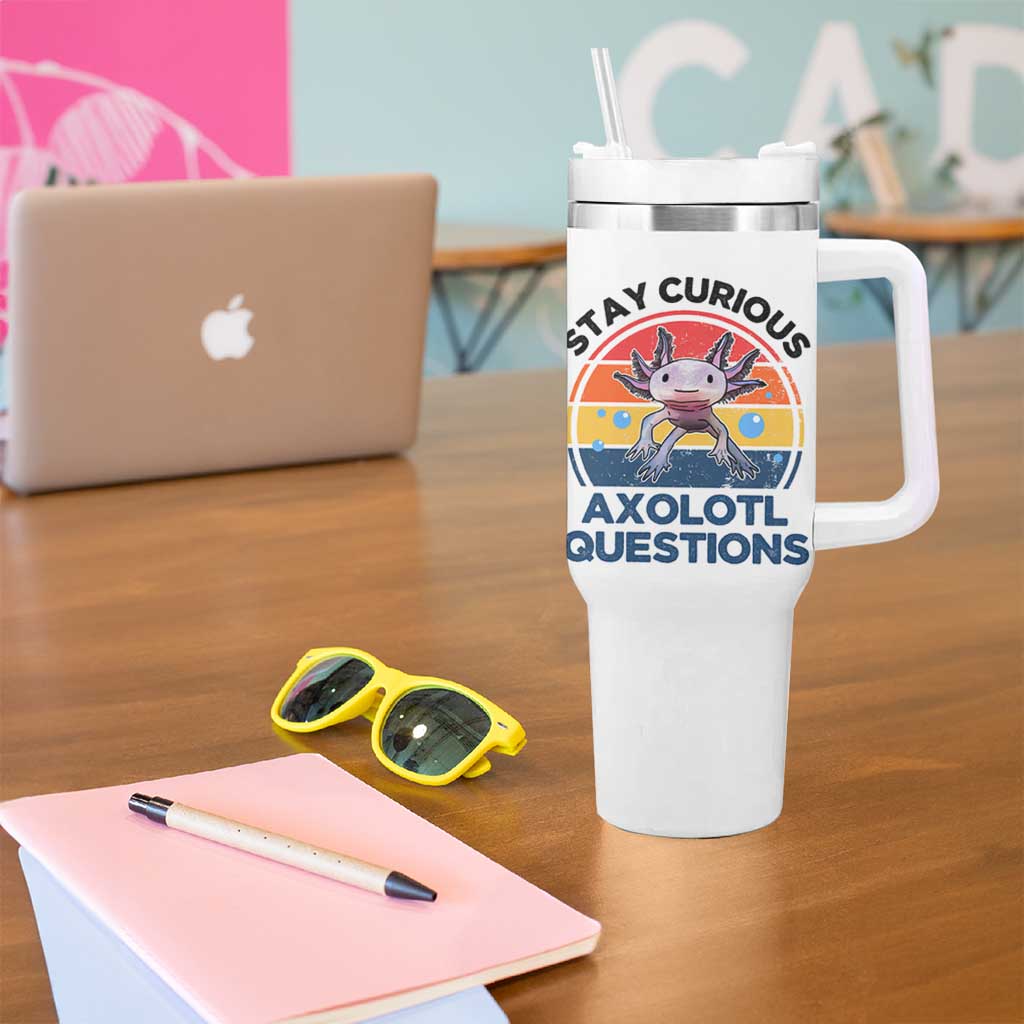 Funny Axolotl Pun Tumbler With Handle I Stay Curious Axolotl Question Retro