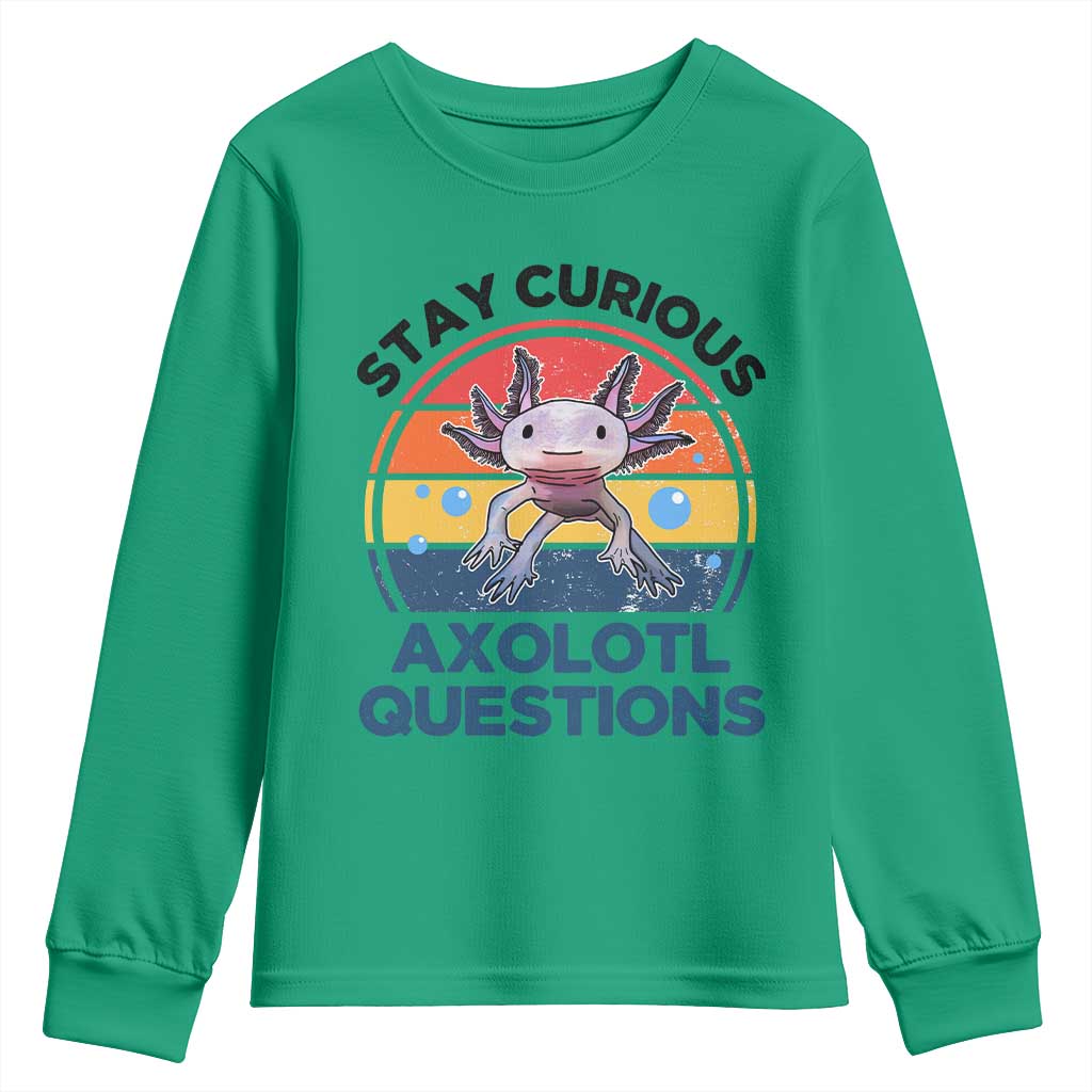 Funny Axolotl Pun Youth Sweatshirt I Stay Curious Axolotl Question Retro