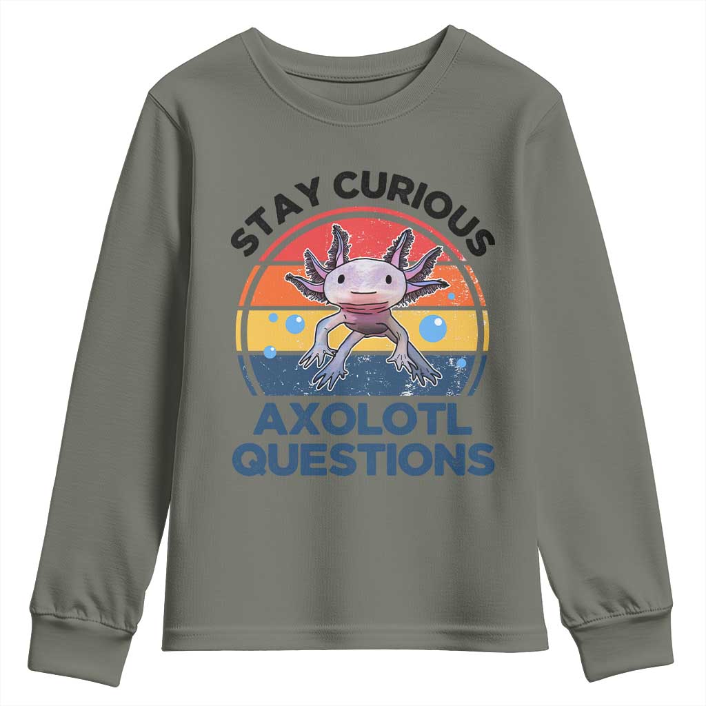 Funny Axolotl Pun Youth Sweatshirt I Stay Curious Axolotl Question Retro