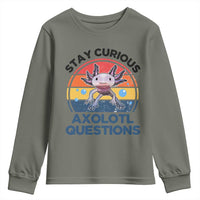 Funny Axolotl Pun Youth Sweatshirt I Stay Curious Axolotl Question Retro