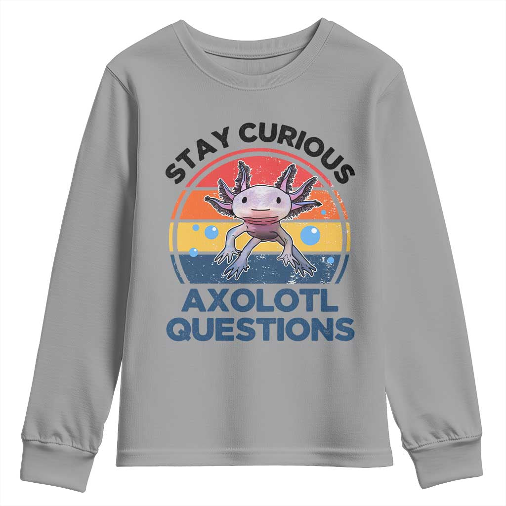 Funny Axolotl Pun Youth Sweatshirt I Stay Curious Axolotl Question Retro