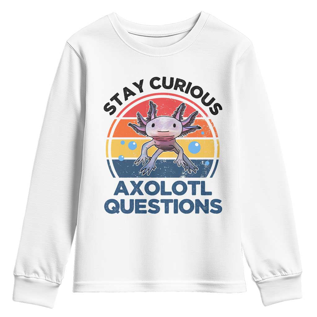 Funny Axolotl Pun Youth Sweatshirt I Stay Curious Axolotl Question Retro