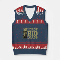 Funny Truck Driver V-Neck Knit Sweater Vest I Drop Big Load Funny Big Rig Semi-Trailer Dad - Wonder Print Shop