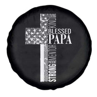Blessed Papa Christian Cross Spare Tire Cover Faithful Dad Religious American Flag