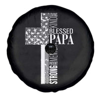 Blessed Papa Christian Cross Spare Tire Cover Faithful Dad Religious American Flag