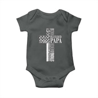 Blessed Papa Christian Cross Baby Onesie Faithful Dad Religious American Flag