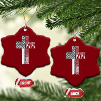 Blessed Papa Christian Cross Ceramic Ornament Faithful Dad Religious American Flag - Wonder Print Shop
