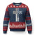 Blessed Papa Christian Cross Ugly Christmas Sweater Faithful Dad Religious American Flag - Wonder Print Shop