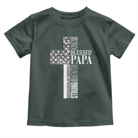 Blessed Papa Christian Cross Toddler T Shirt Faithful Dad Religious American Flag