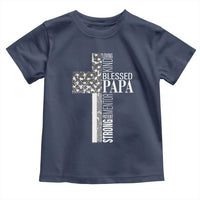 Blessed Papa Christian Cross Toddler T Shirt Faithful Dad Religious American Flag