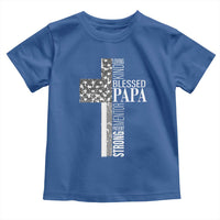 Blessed Papa Christian Cross Toddler T Shirt Faithful Dad Religious American Flag