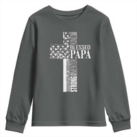 Blessed Papa Christian Cross Youth Sweatshirt Faithful Dad Religious American Flag