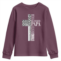 Blessed Papa Christian Cross Youth Sweatshirt Faithful Dad Religious American Flag