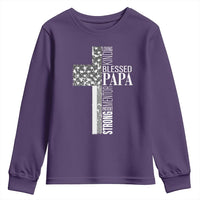 Blessed Papa Christian Cross Youth Sweatshirt Faithful Dad Religious American Flag