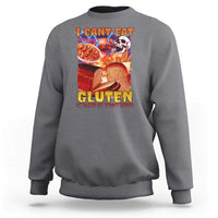 Funny Gluten Intolerance Sweatshirt I Can't Eat Gluten It Makes My Tummy Hurt Skeleton Meme