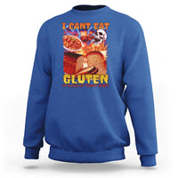 Funny Gluten Intolerance Sweatshirt I Can't Eat Gluten It Makes My Tummy Hurt Skeleton Meme