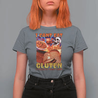 Funny Gluten Intolerance T Shirt For Women I Can't Eat Gluten It Makes My Tummy Hurt Skeleton Meme