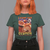 Funny Gluten Intolerance T Shirt For Women I Can't Eat Gluten It Makes My Tummy Hurt Skeleton Meme