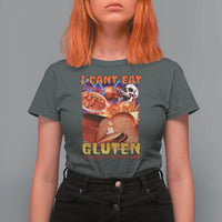 Funny Gluten Intolerance T Shirt For Women I Can't Eat Gluten It Makes My Tummy Hurt Skeleton Meme