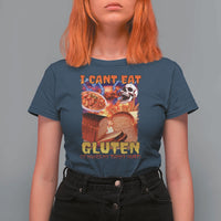 Funny Gluten Intolerance T Shirt For Women I Can't Eat Gluten It Makes My Tummy Hurt Skeleton Meme