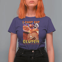 Funny Gluten Intolerance T Shirt For Women I Can't Eat Gluten It Makes My Tummy Hurt Skeleton Meme