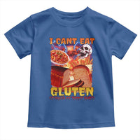 Funny Gluten Intolerance Toddler T Shirt I Can't Eat Gluten It Makes My Tummy Hurt Skeleton Meme