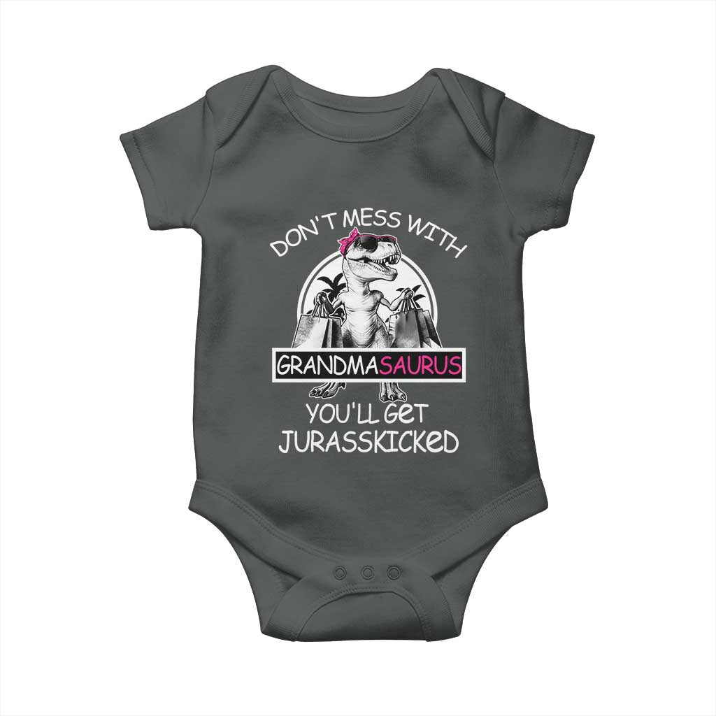 Funny Grandma Dinosaur Baby Onesie Dont Mess With Grandmasaurus Youll Get Jurasskicked