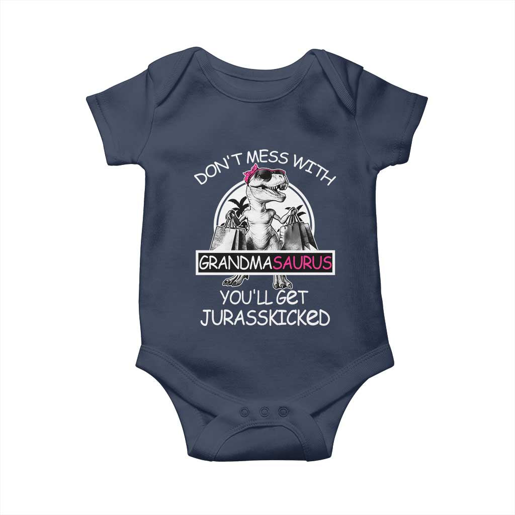 Funny Grandma Dinosaur Baby Onesie Dont Mess With Grandmasaurus Youll Get Jurasskicked