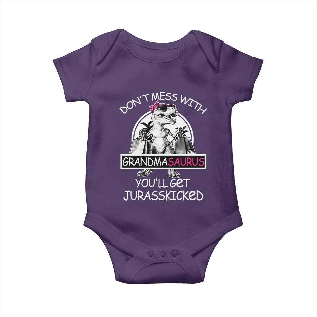 Funny Grandma Dinosaur Baby Onesie Dont Mess With Grandmasaurus Youll Get Jurasskicked