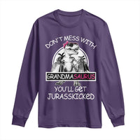 Funny Grandma Dinosaur Long Sleeve Shirt Dont Mess With Grandmasaurus Youll Get Jurasskicked