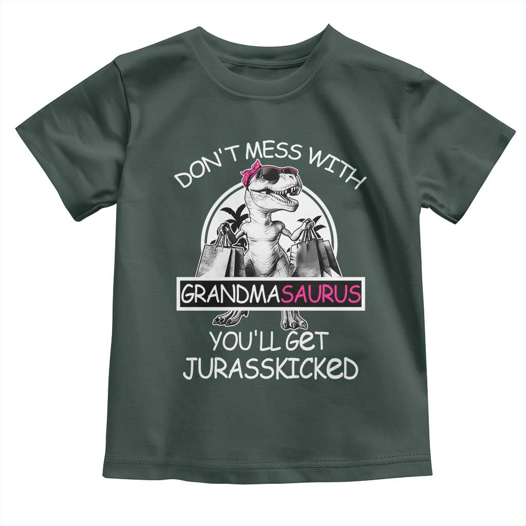 Funny Grandma Dinosaur Toddler T Shirt Dont Mess With Grandmasaurus Youll Get Jurasskicked