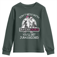 Funny Grandma Dinosaur Youth Sweatshirt Dont Mess With Grandmasaurus Youll Get Jurasskicked