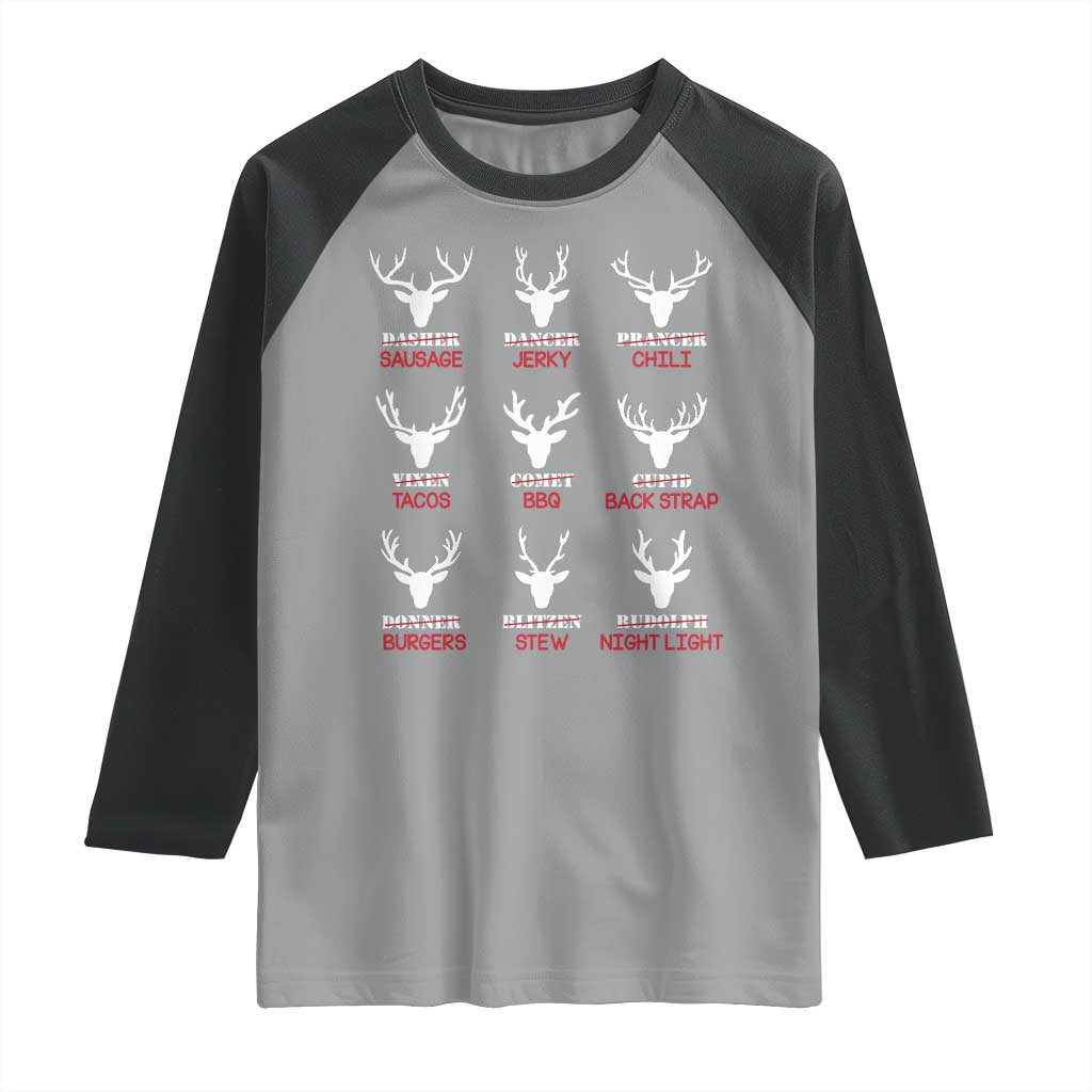 Funny Deer Hunting Raglan Shirt Hunter of All Santa's Reindeer