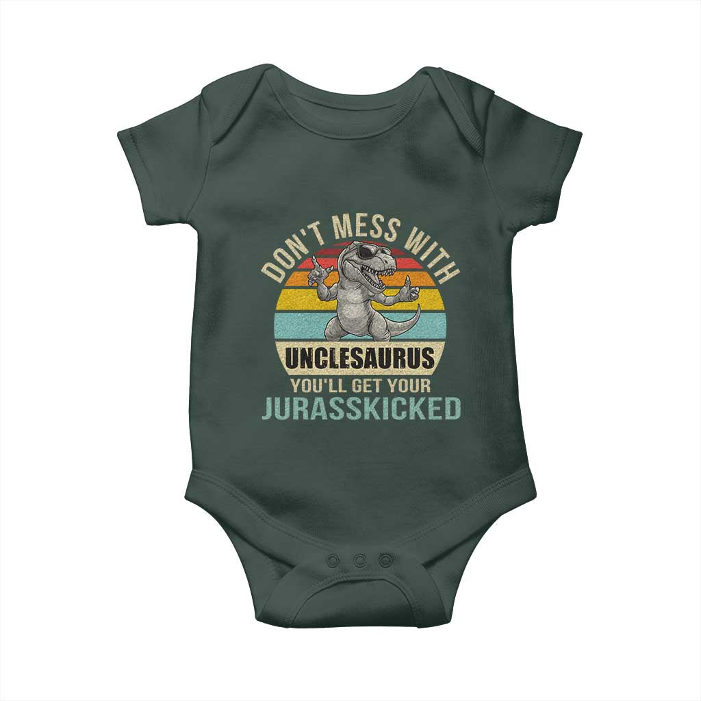Funny Uncle Dinosaur Baby Onesie Don't Mess With Unclesaurus You'll Get Jurasskicked