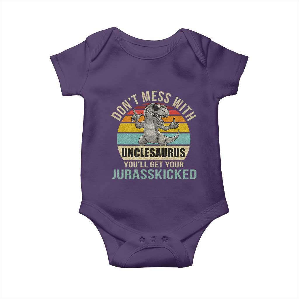Funny Uncle Dinosaur Baby Onesie Don't Mess With Unclesaurus You'll Get Jurasskicked