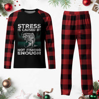 Funny Fishing Plaid Pajama Set Stress Is Caused By Not Fishing Enough Bass Fly Lovers Fisherman - Wonder Print Shop