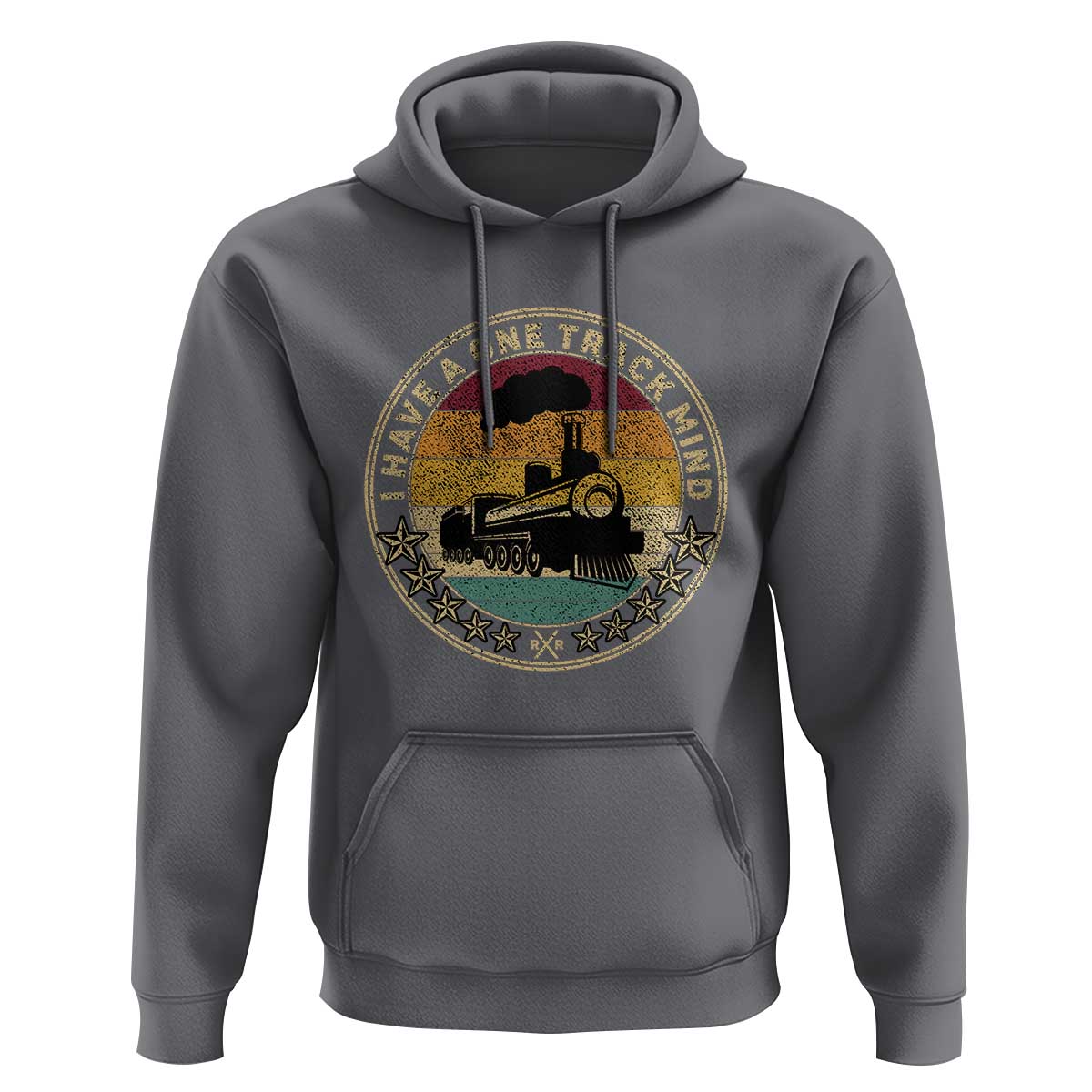 Funny I Have A One Track Mind Hoodie Train Railroad Retro Engine Model