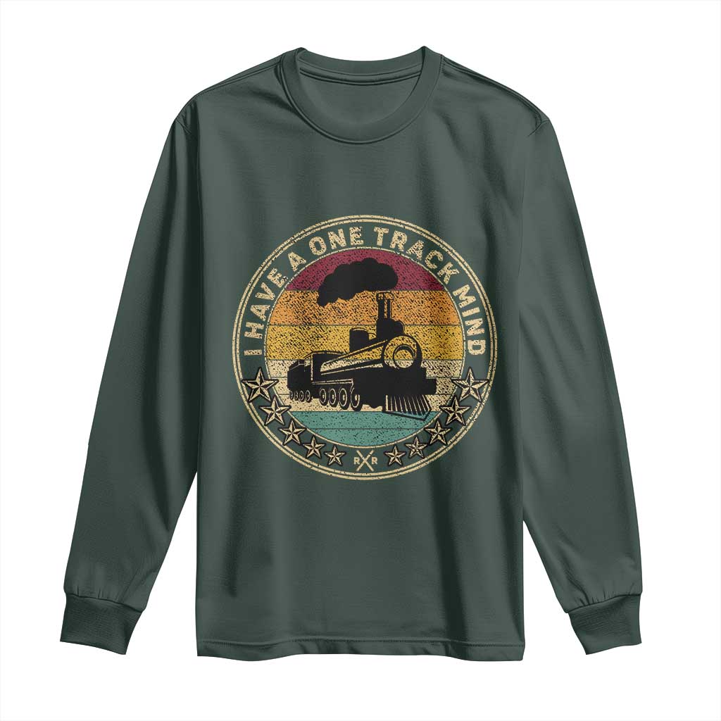 Funny I Have A One Track Mind Long Sleeve Shirt Train Railroad Retro Engine Model