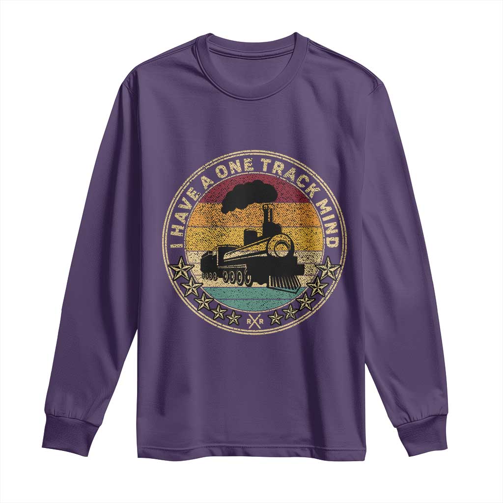 Funny I Have A One Track Mind Long Sleeve Shirt Train Railroad Retro Engine Model